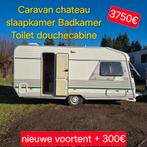 Caravan camping stacaravan werfkeet slaapkamer Badkamer wc, Caravans en Kamperen, Schokbreker, Chateau, 2 aparte bedden, 750 - 1000 kg