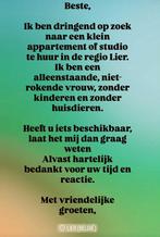 Gezocht apartment te huur, Immo, Appartementen en Studio's te huur