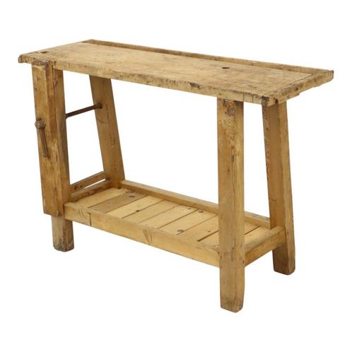 Karaktervolle Oude Massief Houten Werkbank Industrieel 116cm, Doe-het-zelf en Bouw, Werkbanken, Gebruikt, 70 tot 120 cm, Bankschroef