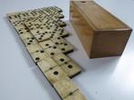Antiek dominospel been / ebbenhout houten doos, Ophalen of Verzenden
