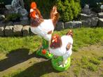 Nieuw tuinbeeld haan en kip in polyester, Kunststof, Ophalen