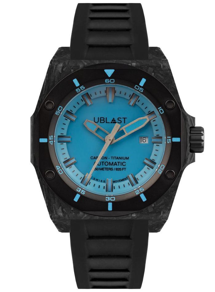 Montre automatique Ublast Fusion Carbon/Titanium carbon, Handtassen en Accessoires, Horloges | Heren, Zo goed als nieuw, Polshorloge