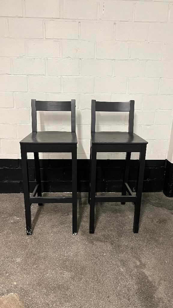IKEA nordviken barkruk (2 stuks), Huis en Inrichting, Barkrukken, Zo goed als nieuw, 60 tot 90 cm, Hout, 2 krukken, Met voetsteun