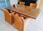 prachtige tafel in teak te koop, Huis en Inrichting, Tafels | Eettafels, Ophalen, Glas, 50 tot 100 cm, Zo goed als nieuw