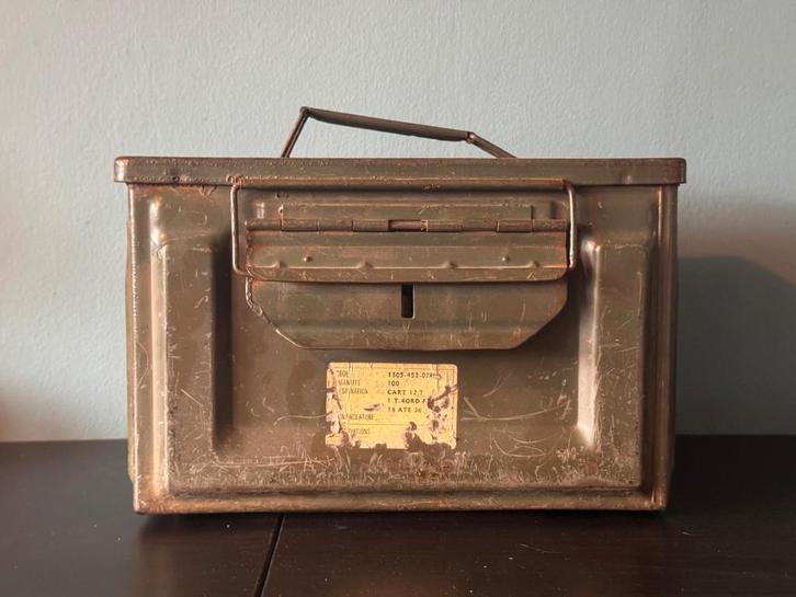 Vintage metalen munitiekist 12.7 mm (1986), Verzamelen, Militaria | Algemeen, Landmacht, Kist of Geocache, Ophalen of Verzenden