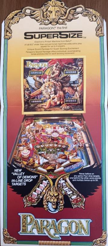 Bally Flipperkast Folder  PARAGON, Neuf, Bally, Flipper (jeu), Autres types