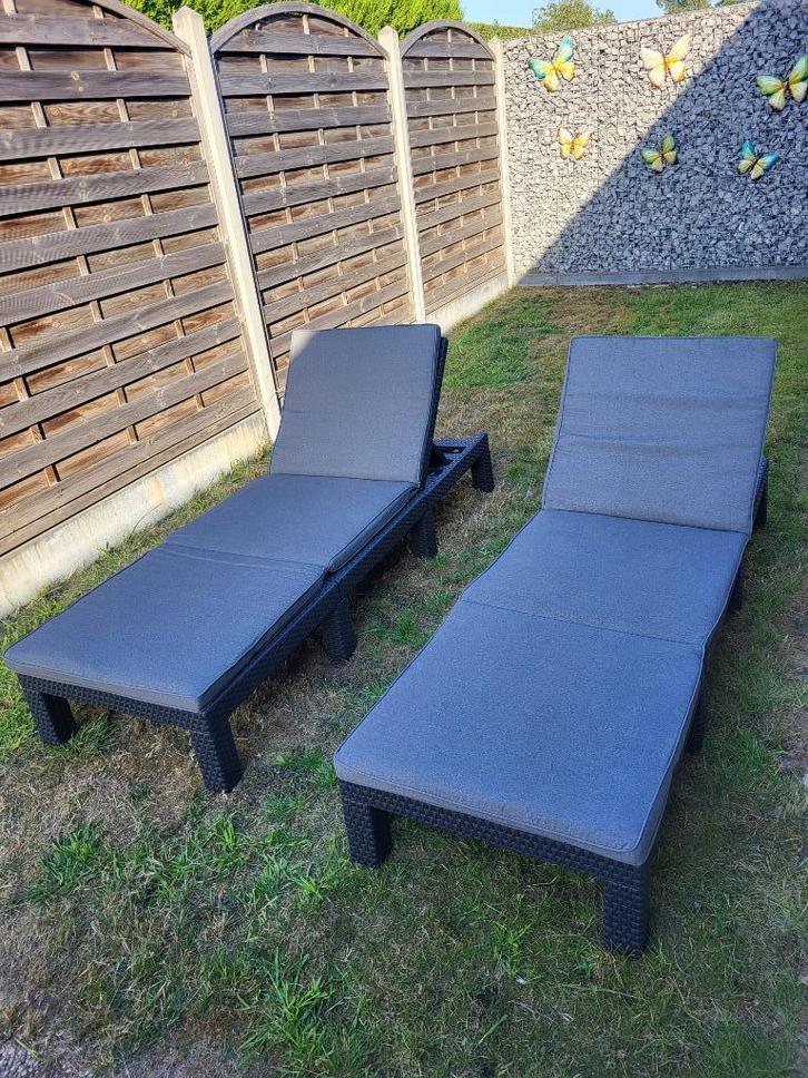 LIGSTOELLEN ALLIBERT & KUSSENS, Tuin en Terras, Ligbedden, Zo goed als nieuw, Verstelbaar, Ophalen