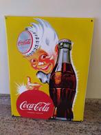 Coca-Cola emaille plaat jaar 90 40x30 cm, Reclamebord, Zo goed als nieuw, Ophalen
