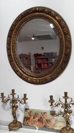 Antieke grote ovale spiegel, Ophalen of Verzenden, Ovaal, 50 tot 100 cm, Minder dan 100 cm
