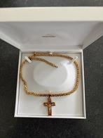Koningsketting goud (verguld) 60 cm met kruishanger, Ophalen, Nieuw, Goud, Overige materialen