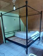 Gepoederlakt massief metaal hemelbed 180x200, Huis en Inrichting, Slaapkamer | Bedden, Ophalen, Verstelbaar, Zwart, Tweepersoons