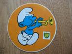 Sticker BP Smurf Trompet 10,5 cm, Verzamelen, Stripfiguren, Ophalen of Verzenden, Smurfen, Zo goed als nieuw, Plaatje, Poster of Sticker