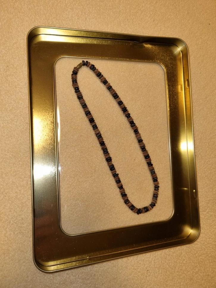 Halsketting van 39 cm gemengde man-vrouw in hout, Handtassen en Accessoires, Kettingen, Zo goed als nieuw, Overige materialen