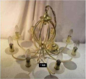 Mooi Retro Vergulde metalen Luchter met 8 lichtpunten beschikbaar voor biedingen