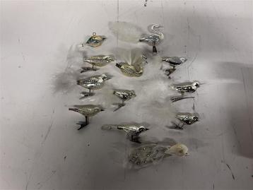 A7091. Partij mooie oude zilveren vogels voor in de kerstboo beschikbaar voor biedingen