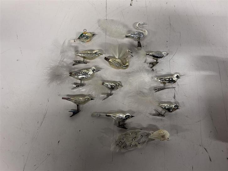 A7091. Partij mooie oude zilveren vogels voor in de kerstboo, Diversen, Kerst, Gebruikt, Ophalen of Verzenden