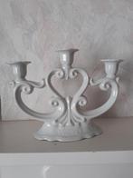 Mooie Vintage porseleinen kandelaar 3 kaarsen wit H:19 B:23, Antiek en Kunst, Ophalen, Overige materialen