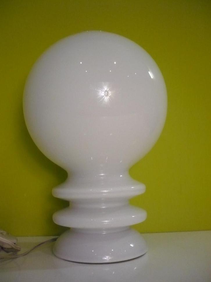 Prachtige XL vintage tafellamp seventies design, Huis en Inrichting, Lampen | Tafellampen, Gebruikt, Minder dan 50 cm, Glas, Ophalen