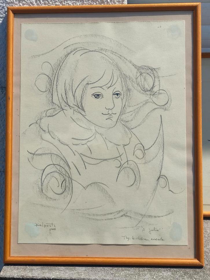 Dessin signe Charles delporte, Antiek en Kunst, Kunst | Tekeningen en Fotografie, Ophalen of Verzenden