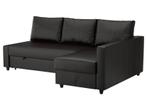 IKEA Friheten hoekslaapbank lederlook zwart & topmatras, 140 cm, Zo goed als nieuw, Zwart, Ophalen