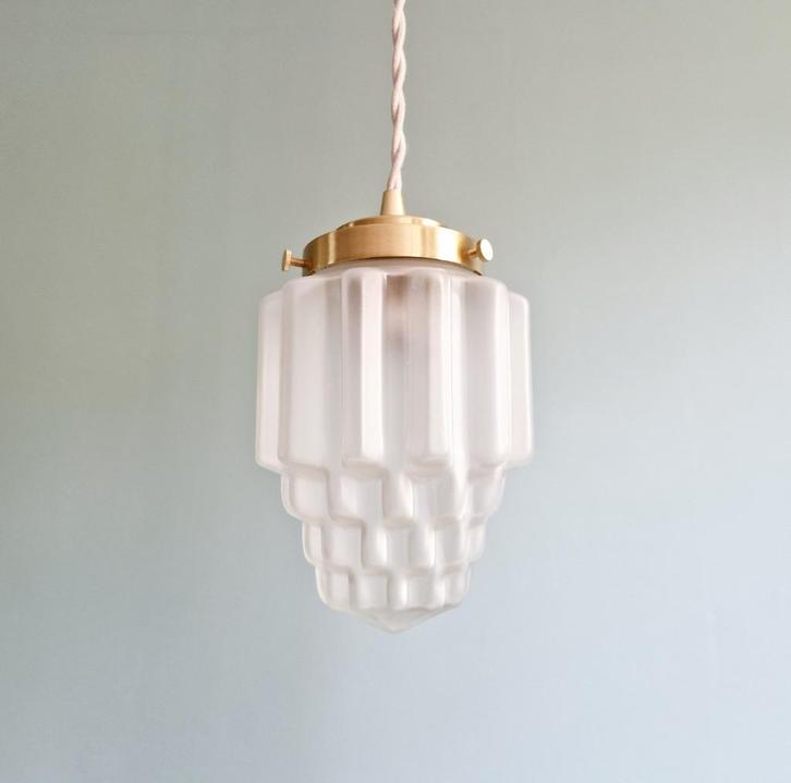 Art Deco-hanglamp, type Skyscraper (1 beschikbaar), Antiek en Kunst, Antiek | Verlichting, Ophalen
