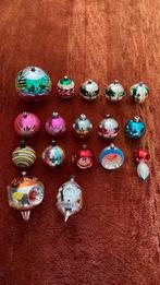 17 oude glazen kerstballen kerstdecoratie deukbal, Ophalen of Verzenden, Gebruikt