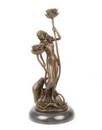 kandelaar , brons , art art nouveau, Huis en Inrichting, Woonaccessoires | Kandelaars en Kaarsen, Brons of Koper, Nieuw, Ophalen of Verzenden