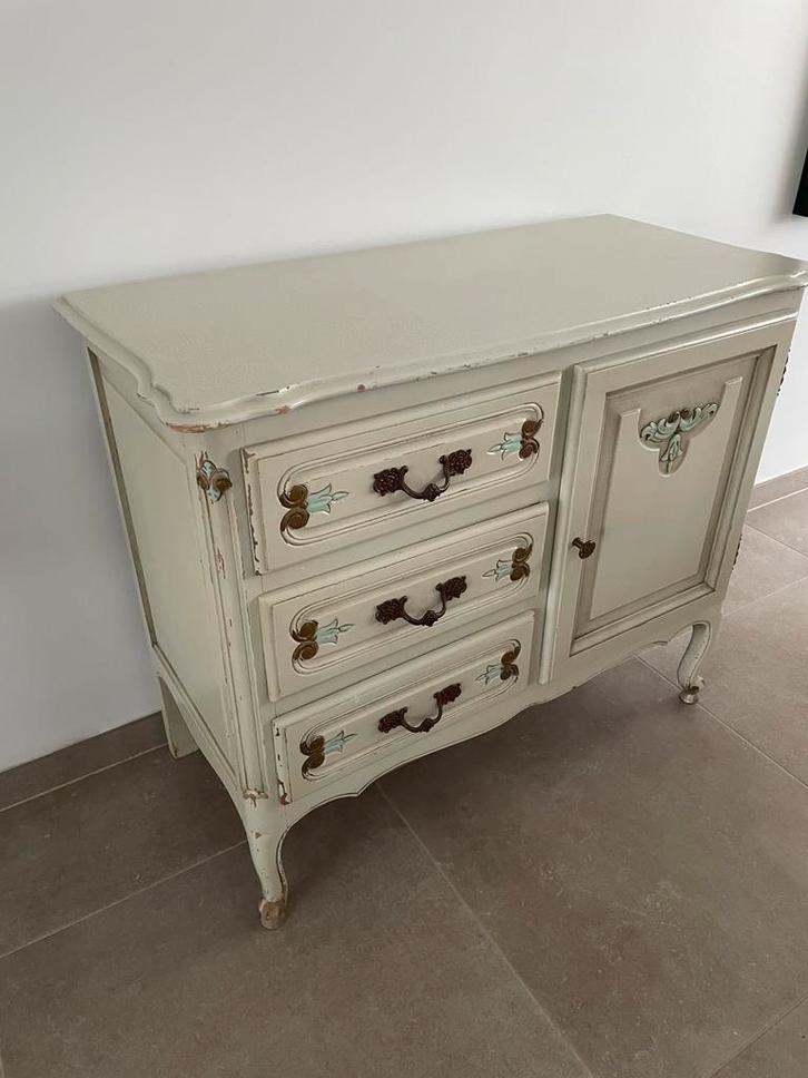 Vintage commode in Franse landelijke stijl, Huis en Inrichting, Kasten | Dressoirs, Gebruikt, 50 tot 100 cm, 25 tot 50 cm, Met lade(s)