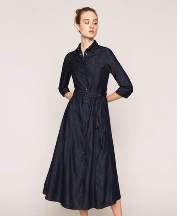 Twin-Set : Lange jurk in donkerblauwe denim 42/44 (italy 48)