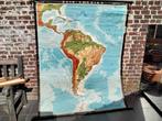 Oude  schoolkaart   van  zuid  amerika, Antiek en Kunst, Antiek | Schoolplaten, Ophalen of Verzenden