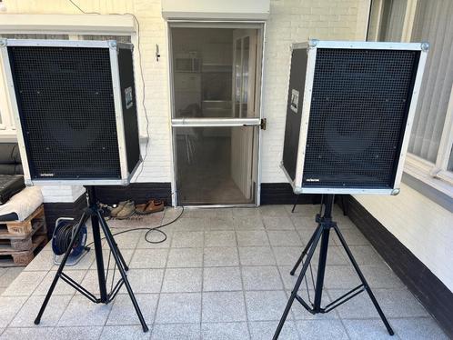 Complete PA Set – Versterker + 2 Krachtige Speakers + Statie, Audio, Tv en Foto, Luidsprekerboxen, Zo goed als nieuw, Front, Rear of Stereo speakers