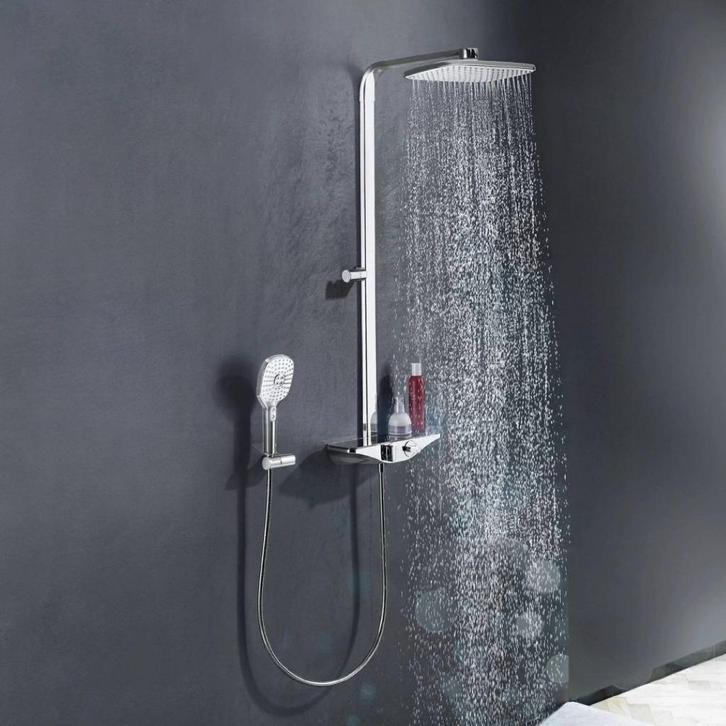 HANSA Hansaemotion - regendouchekraan, chroom / grijs glas, Doe-het-zelf en Bouw, Sanitair, Nieuw, Douche, Chroom, Glas, Ophalen