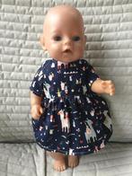 281. Babyborn: Nieuw donkerblauw jurkje met lama’s, Ophalen of Verzenden, Nieuw, Babypop
