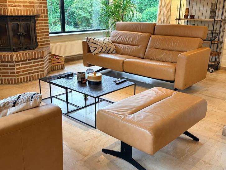 Stressless Stella salon: design 3-zit + 2-zit + voetbank, Huis en Inrichting, Zetels | Complete zithoeken, Gebruikt, Leer, Ophalen