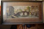 Grote kleurenets (?) Brugge, gesigneerd 'van Meulen', Antiek en Kunst, Kunst | Etsen en Gravures, Ophalen