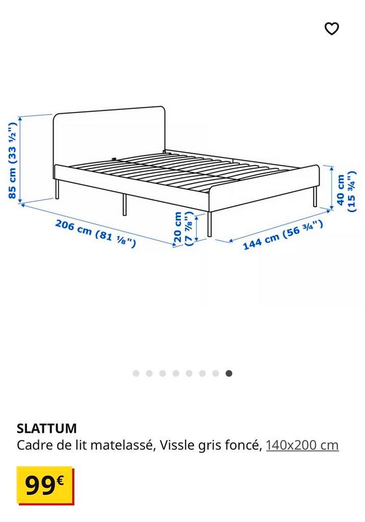 Ensemble lit et matelas ikea 140/200, Huis en Inrichting, Slaapkamer | Stapelbedden en Hoogslapers, Zo goed als nieuw, Ophalen