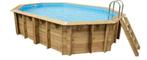 opbouwzwembad hout met trapladder en pomp, Tuin en Terras, Zwembaden, Nieuw, 300 cm of meer, 400 cm of meer, Rechthoekig