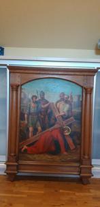 Tableau bois avec toile "Chemin de croix Jesus", Enlèvement