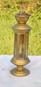 bougeoir vitrine en cuivre et verre ocre gravé Etoile, Enlèvement ou Envoi, Autres matériaux