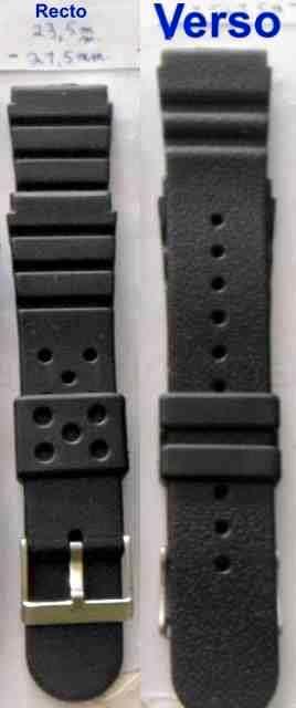 Bracelet rempl. silicone montre de plongée 23,5-22 mm NEUF, Bijoux, Sacs & Beauté, Bracelets, Neuf, Synthétique ou Plastique, Noir