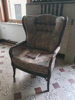 Fauteuil eenzit zetel rotan met stoffen gebloemde kussens, Huis en Inrichting, Ophalen, Gebruikt, Riet of Rotan, Vintage