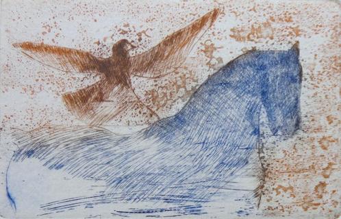 ANDRE GOEZU / NIEUWJAARSKAART / KLEURETS-AQUATINT / 11x19cm, Antiek en Kunst, Kunst | Litho's en Zeefdrukken, Ophalen of Verzenden