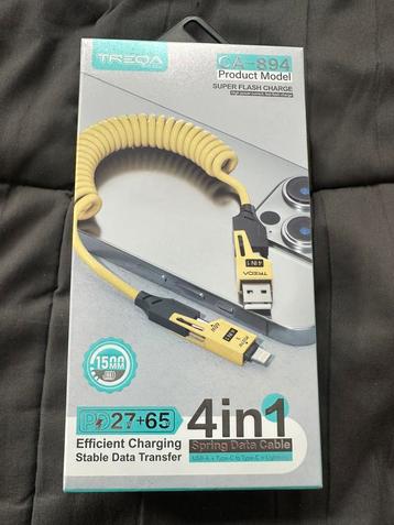 Niet geopend TREQA 4-in-1 spring data cable, model CA-894. beschikbaar voor biedingen