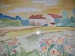 Toon Hermans uniek werk Zomer Landschap  Aquarel  gesigneerd, Antiek en Kunst, Ophalen