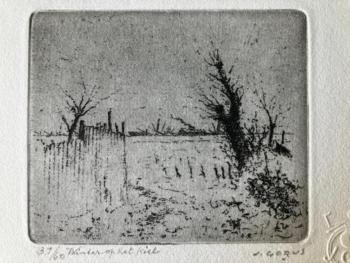 Ets Jacques Gorus (1901-1981) Winter op het Kiel, Antiek en Kunst, Kunst | Etsen en Gravures, Ophalen