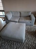 Grijze 2-zit met poef, Huis en Inrichting, Ophalen, Gebruikt
