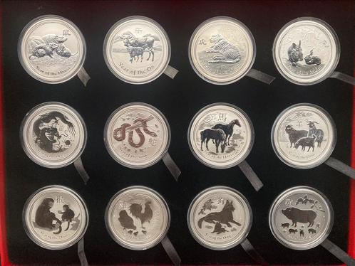 Complete 1 oz Lunar II serie 2008 - 2019 in verzamelbox, Postzegels en Munten, Edelmetalen en Baren, Zilver, Ophalen of Verzenden