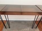 Console / bureau mural en noyer et plateau de verre, Ophalen, Gebruikt, Bureau