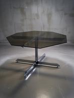 Table de salle a manger octogonale verre chrome roche bobois, Maison & Meubles, Enlèvement ou Envoi, Comme neuf, Verre