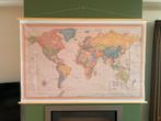 Prachtige Wereldkaart - Landkaart - Schoolplaat - Groot !!, Antiek en Kunst, Ophalen of Verzenden, Aardrijkskunde